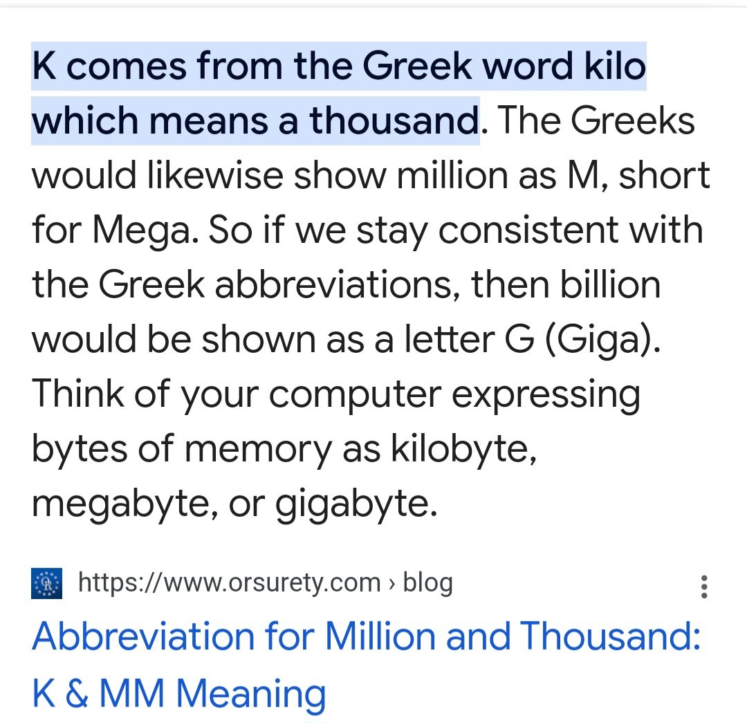 PeepervM4012's tweet photo. @aweesha03 Ummm, 22.6 K is actually closer to 23,000 followers. The K is a symbol for 1000. It's a Greek thing. https://t.co/3KQhrBQCfz