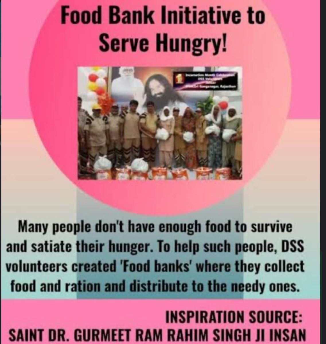 BulbulInsan's tweet photo. If you have food share it with those who are hungry. Saint MSG insan initiated #FoodBank for them who are forced to be hungry and loosing their life. #FeedTheNeedy https://t.co/RcTg7Q93oj