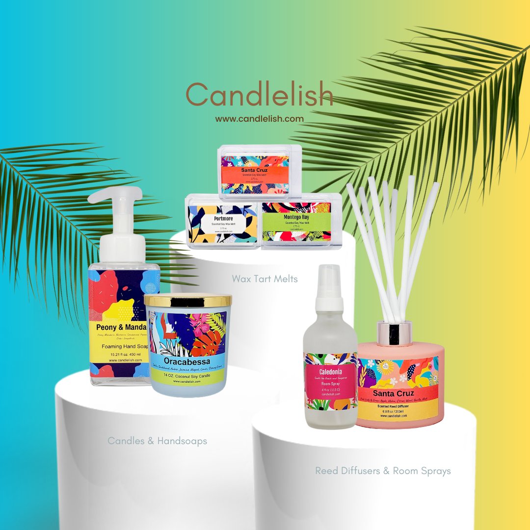 Candlelish candlelish.com #soycandles #vegan #reeddiffuser #ecofriendlyproducts #candles #cocoapricot #coconutwaxcandles #cocosoy #beeswaxcandles