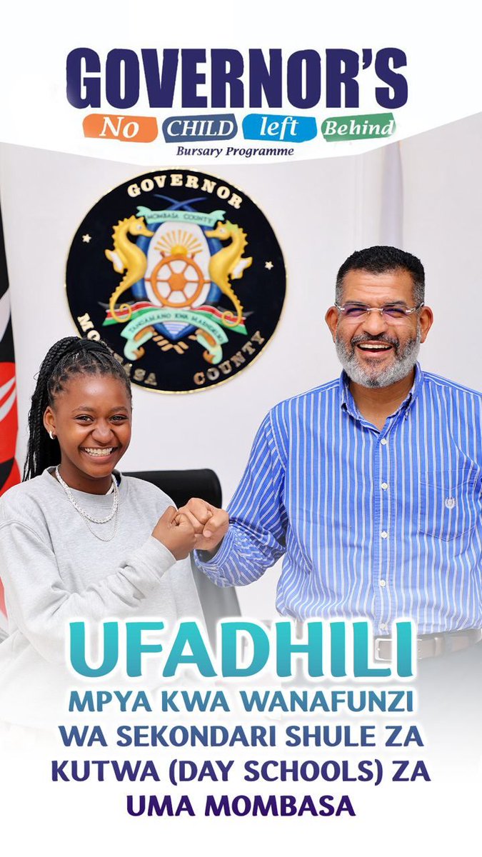 AaronDard's tweet photo. Mombasa Governor @A_S_Nassir  has been the champion of education. All secondary students to get bursaries under No child left behind program. This has helped parents run other affairs with less worries of school fees under the current unfavourable economy. 
#GovernorsEducationDay https://t.co/Lgl8gRUBBM
