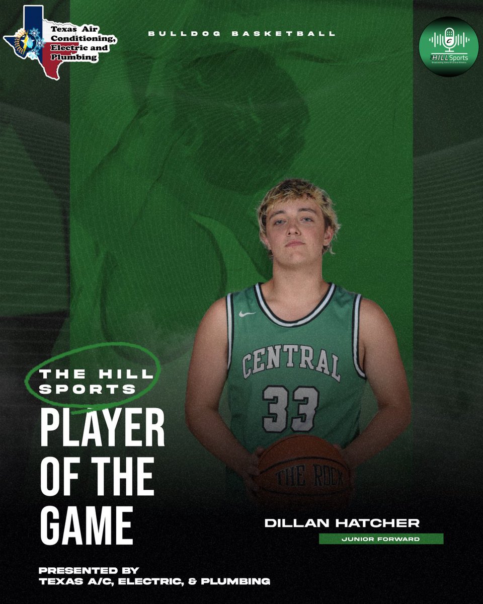 Congrats to our player of the game Dillon Hatcher with 12 points and flat out grit on defense. <a href="/CentralAthDept/">Central ISD Athletics</a>  <a href="/hoopinsider/">Hoopinsider</a>  <a href="/cloudycourtchat/">Cloudy Courtside</a>