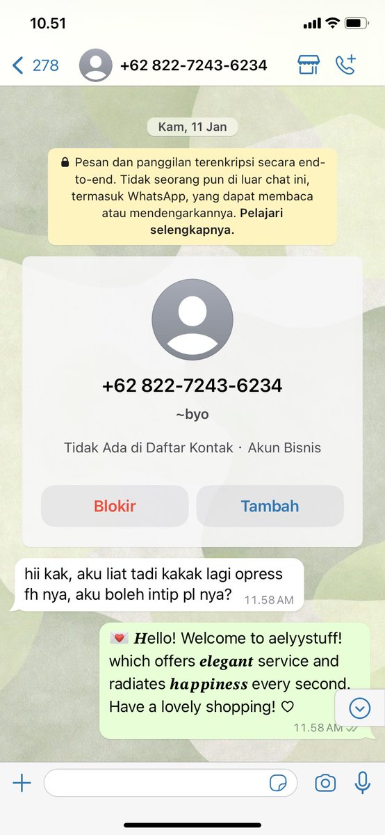 jadi tanggal 11 dan 12 januari dia sempet chat aku nanyain pl reseller. kebetulan januari aku emg open reseller dengan kuota yang lumayan banyak daripada sebelumnya.