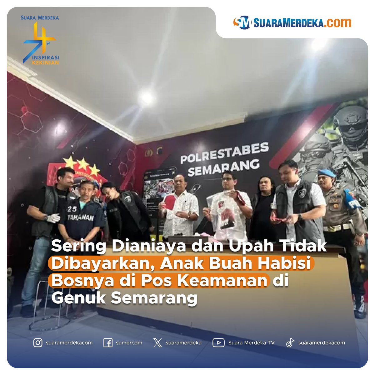 suaramerdeka's tweet photo. Aparat Satuan Reserse Kriminal Polrestabes Semarang menetapkan M Hasyim (58), sebagai tersangka terkait tewasnya seorang warga Genuk, Semarang.

https://t.co/HXF4in5C5k

#suaramerdeka #suaramerdekacom #promedia #akanbuah #habisi #bos #poskeamanan #genuksemarang #genuk #semarang https://t.co/Kxkc7mdcIv
