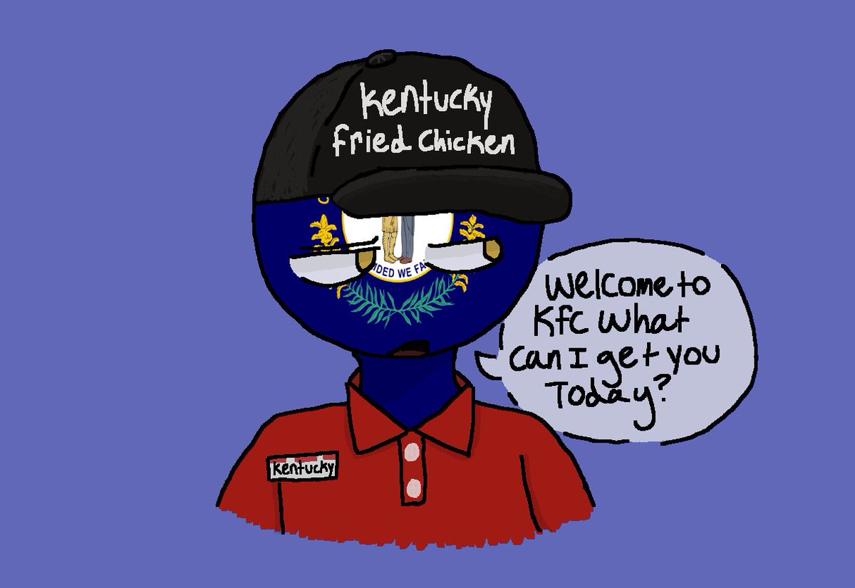 Autticus_drawZ's tweet photo. hey guys im alive to post this then im hiding back on tumblr (i haven't drawn statehumans in some time so eat up)

kentucky works at kfc real?

#statehumans #countryhumans #statehumansart #statehumanskentucky #kentucky #kfc https://t.co/lQLzwFJ2PA