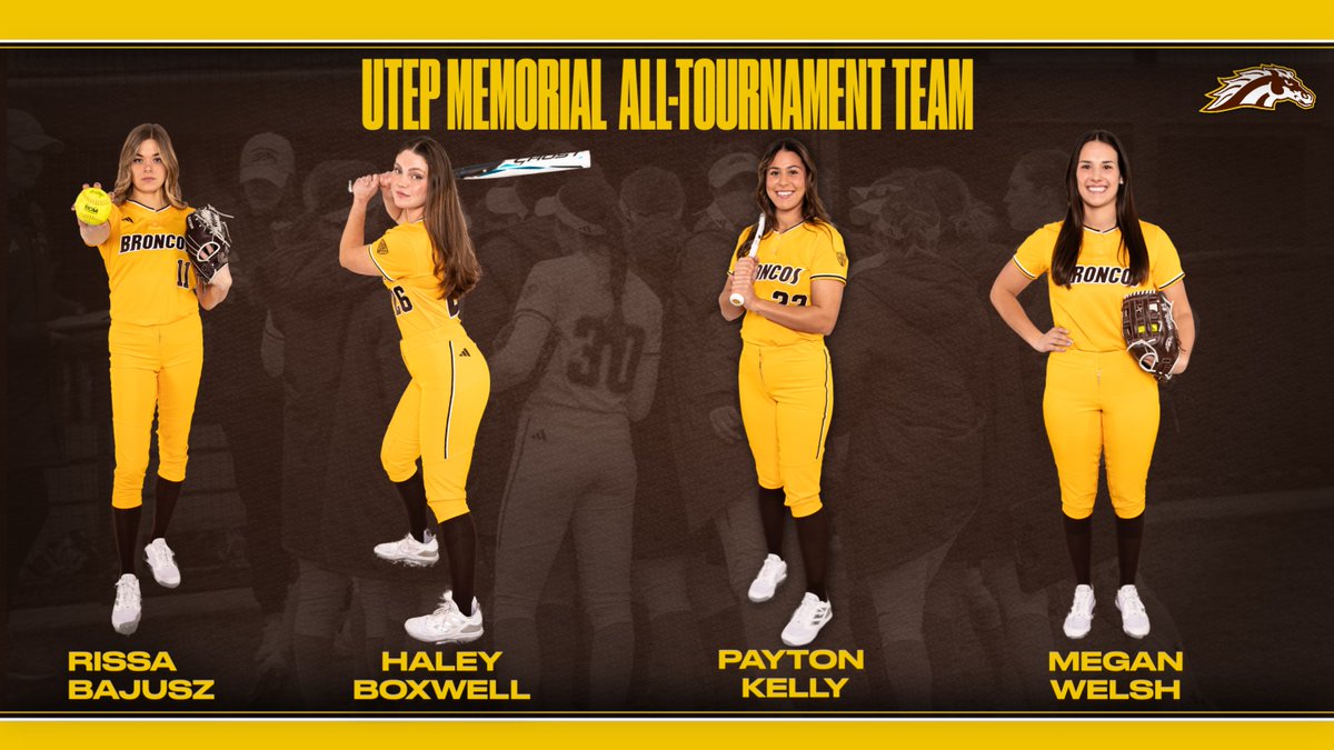 Congratulations to <a href="/rissabajusz/">Rissa Bajusz</a>, @HaleyBoxwell, <a href="/payton_kelly8/">Payton Kelly</a>, <a href="/megan_welsh5/">Megan Welsh</a>, on being named to the UTEP Memorial All-Tournament Team!

📰bit.ly/3SEndrL

#BroncosReign