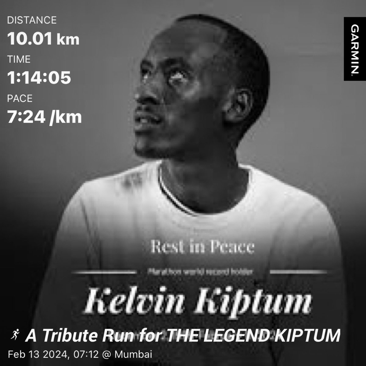 Tribute Run for THE LEGEND !
Forever grateful for the footsteps you left behind. 
Rest in power, Kelvin KIPTUM.
Ur legacy in the running world will continue to inspire generations
#RIPKelvinKiptum #runningIcon #legendneverdies #running 
#roadrunning #roadrunner 
#mumbairunning