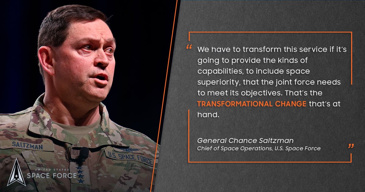 Chief of Space Operations Gen. Chance Saltzman presented key decisions the Space Force has made to #reoptimize during #AFAColorado to maintain superiority amid an era of Great Power Competition. #DAFGPC spaceforce.mil/News/Article-D…