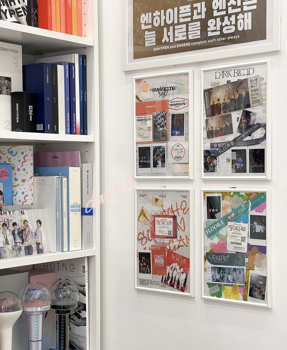 dnnrxhive's tweet photo. finally added my seventeen memorabilia to my favorite corner of my room 🤍✨ 

to more enhypen &amp; seventeen concerts to come 💘 https://t.co/0OYFeEzyOP