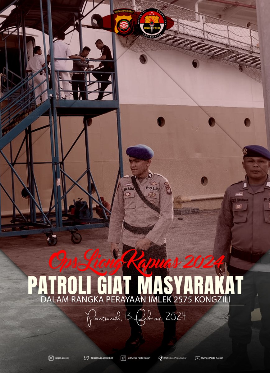 BidhumasKalbar's tweet image. Satgas polair melakukan pengamanan dan menjamin rasa aman berlalulintas kepada masyarakat melalui jalur perairan dan sungai selama berlangsungnya perayaan imlek dan cap go meh 2024
#imlek2024
#opsliongkapuas2024