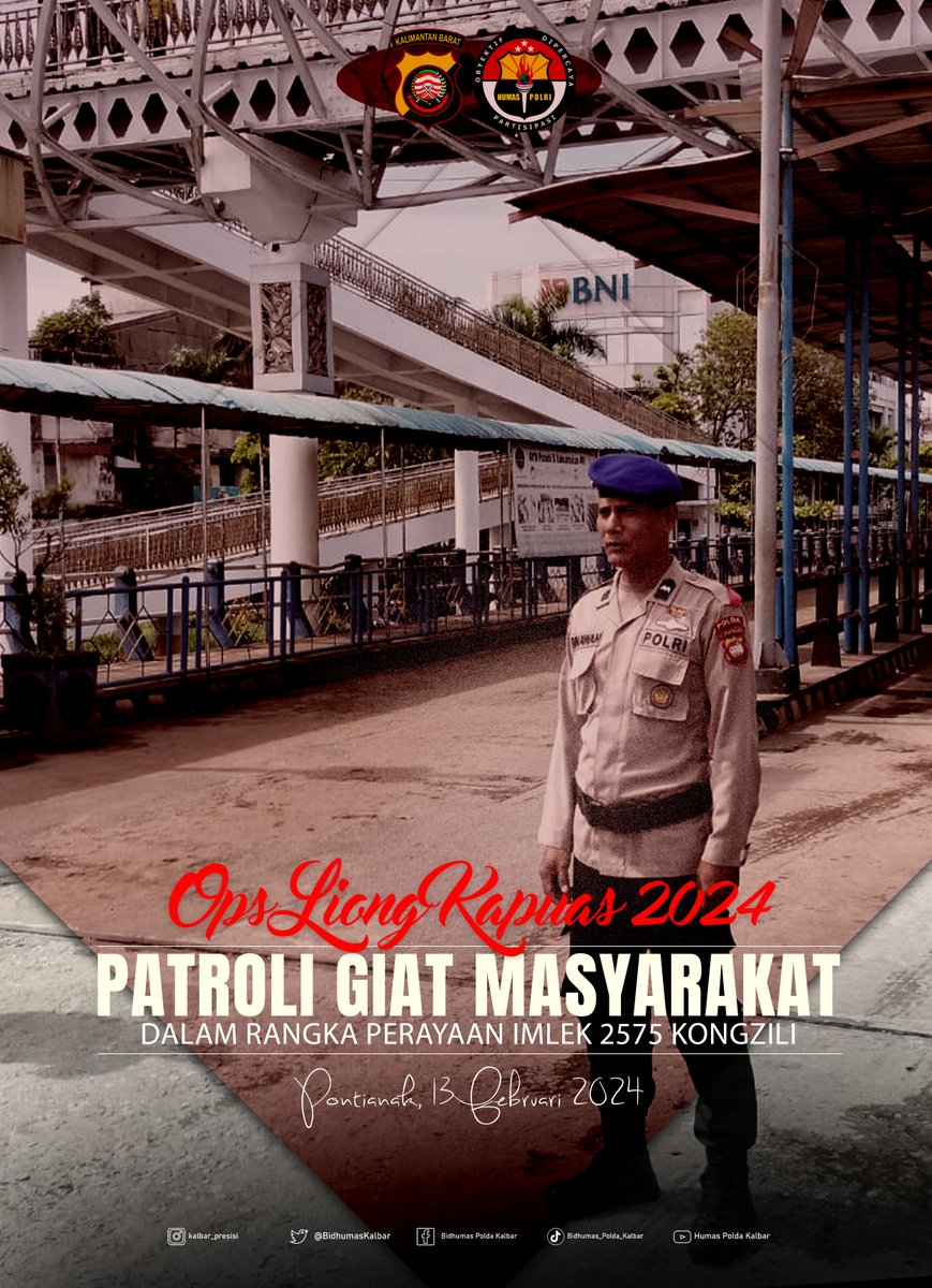 BidhumasKalbar's tweet image. Satgas polair melakukan pengamanan dan menjamin rasa aman berlalulintas kepada masyarakat melalui jalur perairan dan sungai selama berlangsungnya perayaan imlek dan cap go meh 2024
#imlek2024
#opsliongkapuas2024