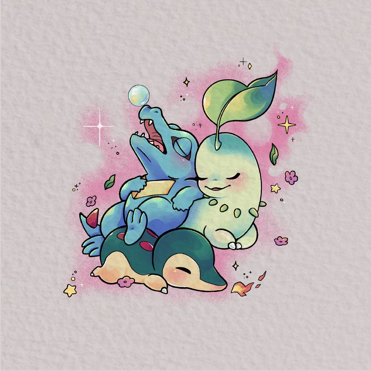 sleepy gen 1 + gen 2 starter trios 🌙🫧