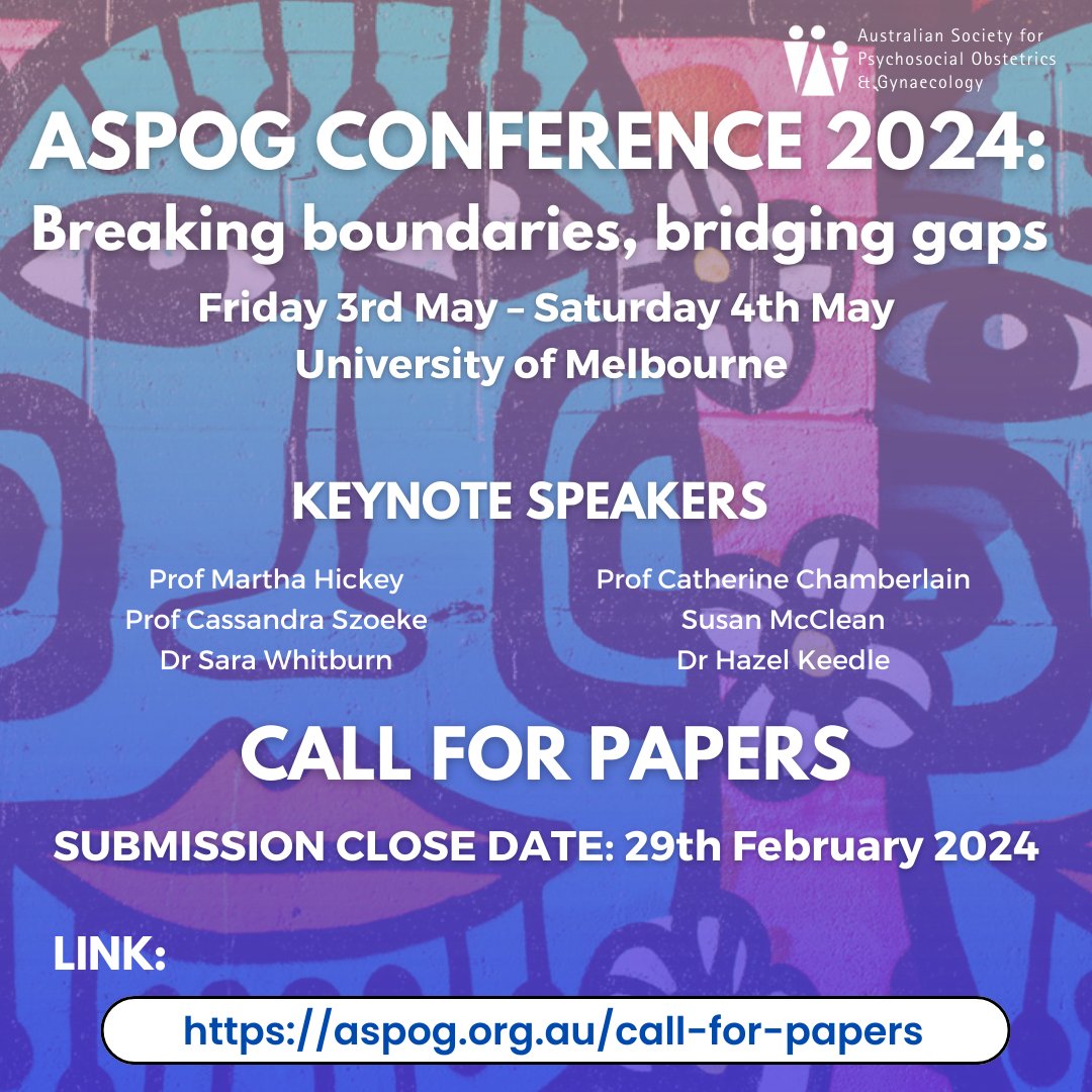 Join us at the #ASPOG Conference 2024 at the University of Melbourne: 'BREAKING BOUNDARIES, BRIDGING GAPS'. Abstract submissions now open! Click for more information: aspog.org.au/call-for-papers #ASPOG2024 #researchconference