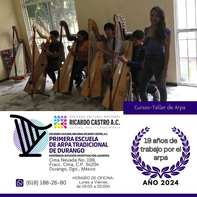RicardoCastroAC's tweet photo. Primera Escuela de Arpa Tradicional de Durango.
Enseñanza-Difusión-Investigación-Laudería.
Año 2024: 19 años de trabajo por el arpa.
#ArpaDurango #Durango https://t.co/pptIoCBI69
