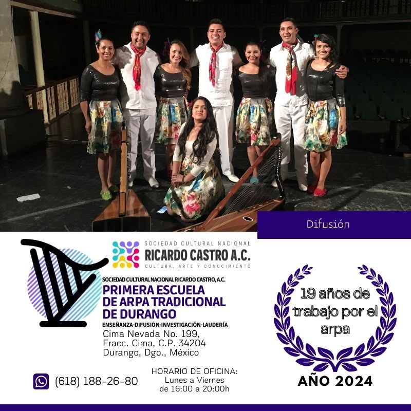 RicardoCastroAC's tweet photo. Primera Escuela de Arpa Tradicional de Durango.
Enseñanza-Difusión-Investigación-Laudería.
Año 2024: 19 años de trabajo por el arpa.
#ArpaDurango #Durango https://t.co/oPCTe9hZid