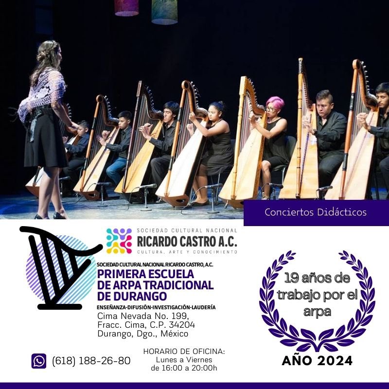 RicardoCastroAC's tweet photo. Primera Escuela de Arpa Tradicional de Durango.
Enseñanza-Difusión-Investigación-Laudería.
Año 2024: 19 años de trabajo por el arpa.
#ArpaDurango #Durango https://t.co/EPaWKu1gGO
