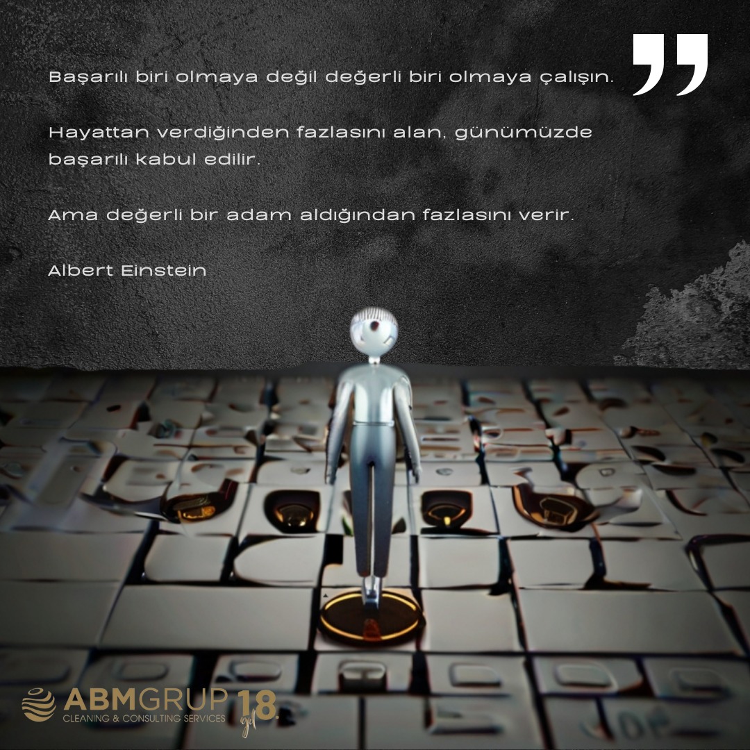 ABMgrup's tweet photo. Başarılı biri olmaya değil değerli biri olmaya çalışın.
Hayattan verdiğinden fazlasını alan, günümüzde başarılı kabul edilir.
Ama değerli bir adam aldığından fazlasını verir.
A. Einstein
#abmgrup
#hastanetemizliği
#oteltemizliği
#istanbul
#antalya
@simsekferit https://t.co/kvZitxpNMN