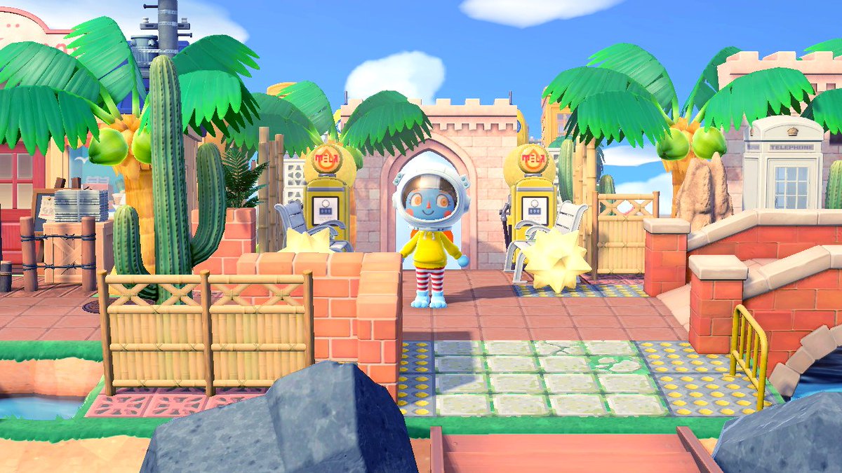 BlueHoshiAlien's tweet photo. Wider view! 

My little California, mid-century modern, alien entrance to my island! 🚀🌴

#twitch #acnh #acnhdesign #acnhtwitch #acnhstreaming #streaming #acnhstream #acnhcute #AnimalCrossing #acnhentrance #acnhbuild #acnhdesign #acnhdesigns https://t.co/97pkMYqx4O