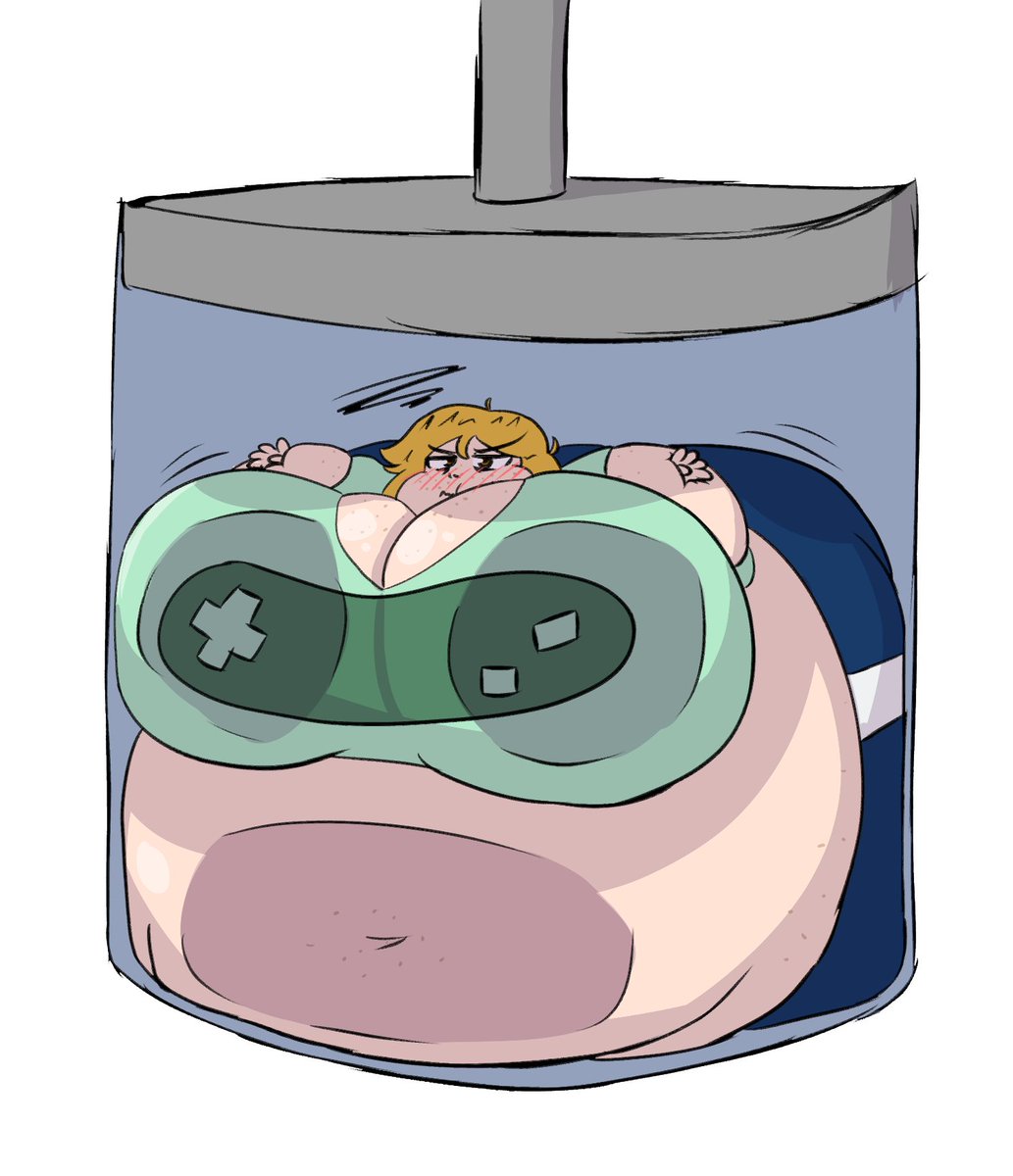 0bad0_flat's tweet photo. My side of the art trade with @noah_buddy_art , featuring Mel getting ballooned up in a peculiar tube, then getting squashed by a press into a veeeeeeery wide nerd pancake! https://t.co/IxoHhMAV8B