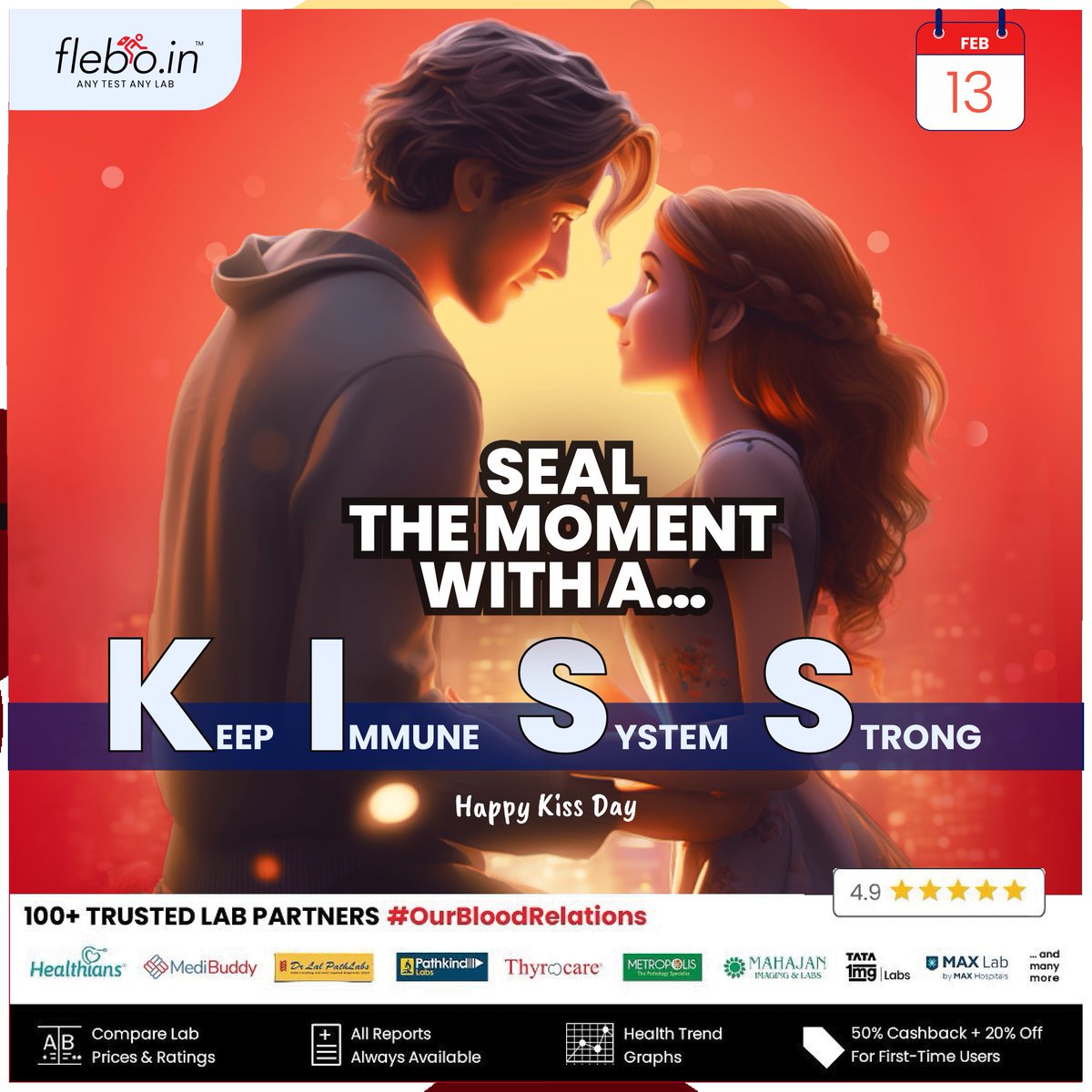 FleboOfficial's tweet photo. This Kiss Day, let's redefine KISS as Keep Immune System Strong!
Book REGULAR HEALTH CHECKUPS from ANY LAB on https://t.co/vNhHTg7fDl or π 012 44 55 0000
#Flebo #ourbloodrelations #anytestanylab #allreportsalwaysavailable #earnblessings #healthtrendgraph #preventivehealthcare https://t.co/rekt6gxZWm