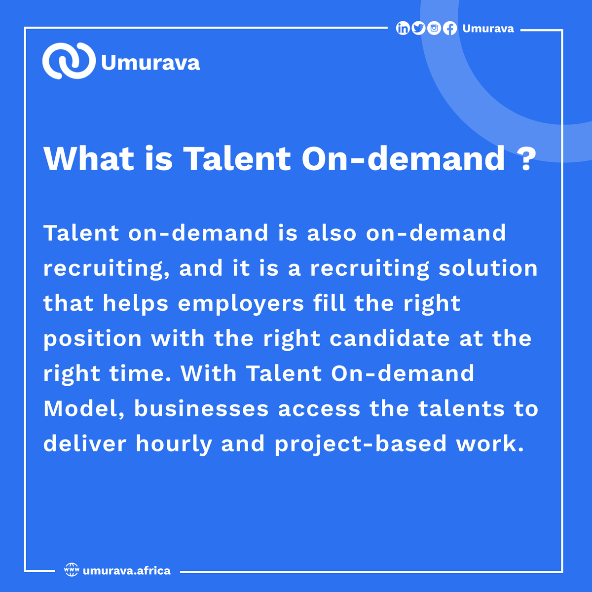 Jobra__'s tweet photo. Do you sometimes need expertise ASAP?

The on-demand Talent Model brings the perfect skills to your projects exactly when needed.

✅Right Skills at the Right Time🚀

Start building your team with Umurava today:
🌐 https://t.co/1HhDRnu0hK
✉ marketplace@umurava.africa https://t.co/NuDksEUbXk