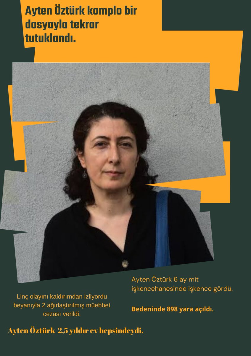 direnisler_m's tweet photo. Ayten Öztürk 2,5 yıldır ev hapsindeydi ve kapısının camları kırılarak, camlar üzerinde sürüklenerek, tekmelenerek gözaltına alındı. Ve komplo bir dosyayla tutuklandı. 
Ayten Öztürk Derhal Serbest Bırakılsın! https://t.co/B6GBoo0Y5l