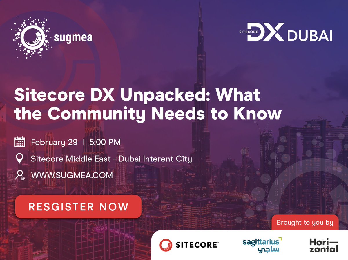 SUGMEA is back! ⚡️Join us for the first SUGMEA live event in 2024, unveiling the most exciting moments, cutting-edge composable technology, and customer success stories from #Sitecore DX Dubai 2024!

Register now to secure your spot: sugmea.com

#sitecoredx #sugmea