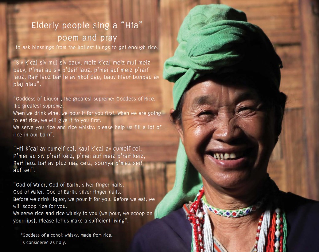 Indigenous Karen Elders sing a 'Hta' poem and pray to ask for blessings from the holy spirits to get enough rice. 🌿Download English and Thai versions of the photo book at aippnet.org/rice-in-the-ro… #WeAreIndigenous #IndigenousFoodSystems #IndigenousPower #IKPA #indigenouswomen