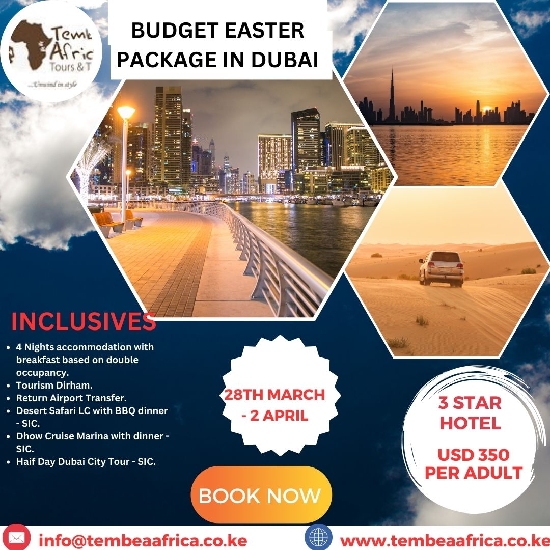 Dive into the heart of Dubai with a comprehensive city tour. Witness the architectural marvel of the Burj Khalifa, the world's tallest building, offering breathtaking panoramic views from its observation deck.
For bookings 
💌 info@tembeaafrica.co.ke
#tembeaafrica
#Dubai 
#travel