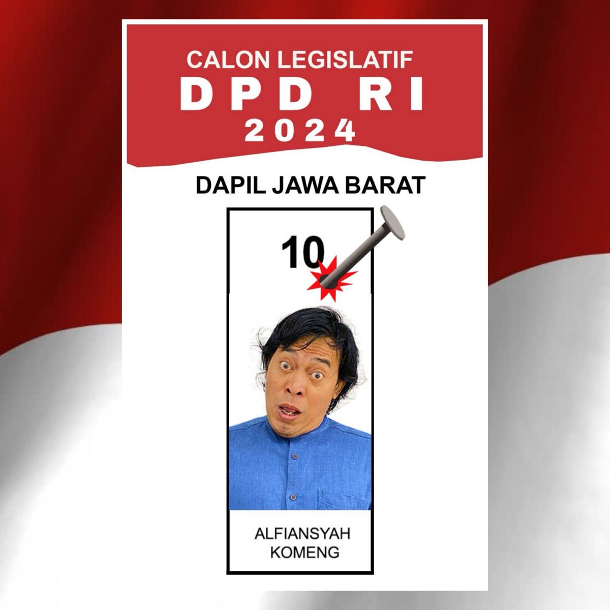 wargatudum's tweet photo. Komeng beneran nyaleg di Cibinong atas nama "Alfiansyah Bustomi Komeng" 😂 https://t.co/4CJSxBgVi7