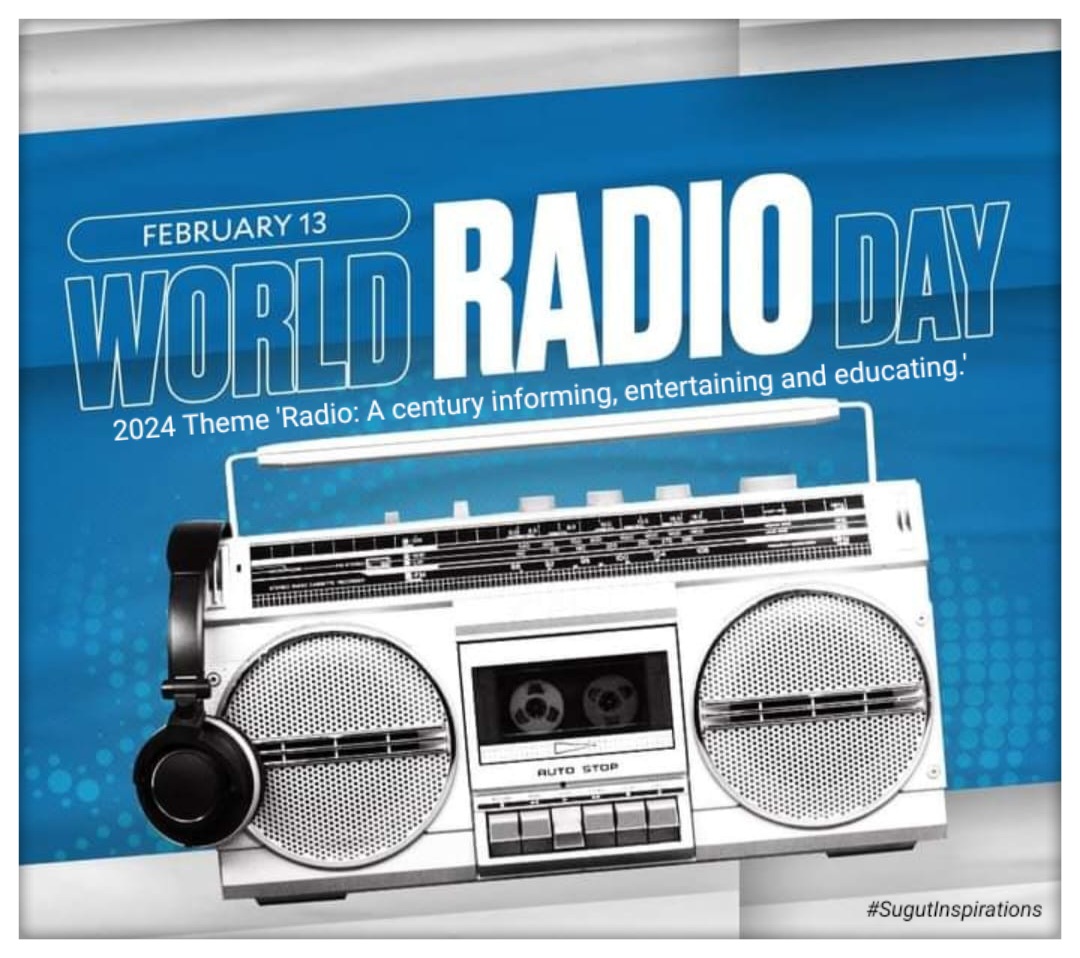 StanleySugut's tweet photo. Happy World Radio Day 2024...
'Radio: A century informing, entertaining and educating.'
#SugutInspirations
#NenoLitadumuMilele
#WorldRadioDay2024 https://t.co/UYMkdfz08c