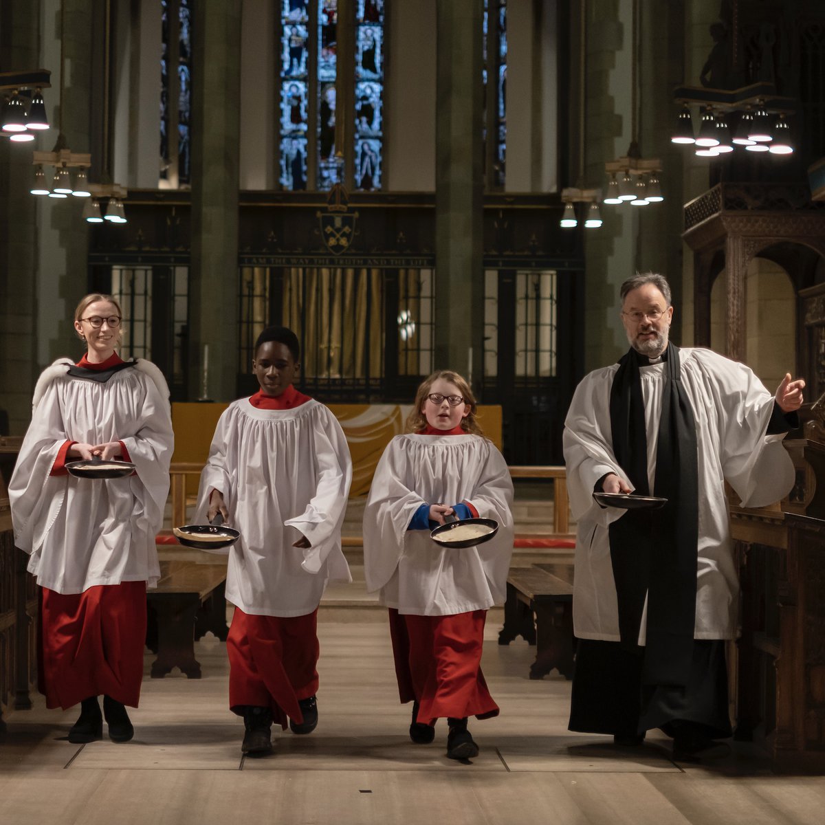 engcathedrals's tweet photo. Pancake day and @bfdcathedral were up bright and breezy to get cracking. 
Some good height on the toss being shown too. 
#PancakeDay #PancakeToss #Bradford #BradfordCathedral https://t.co/VYC6KyDwjk