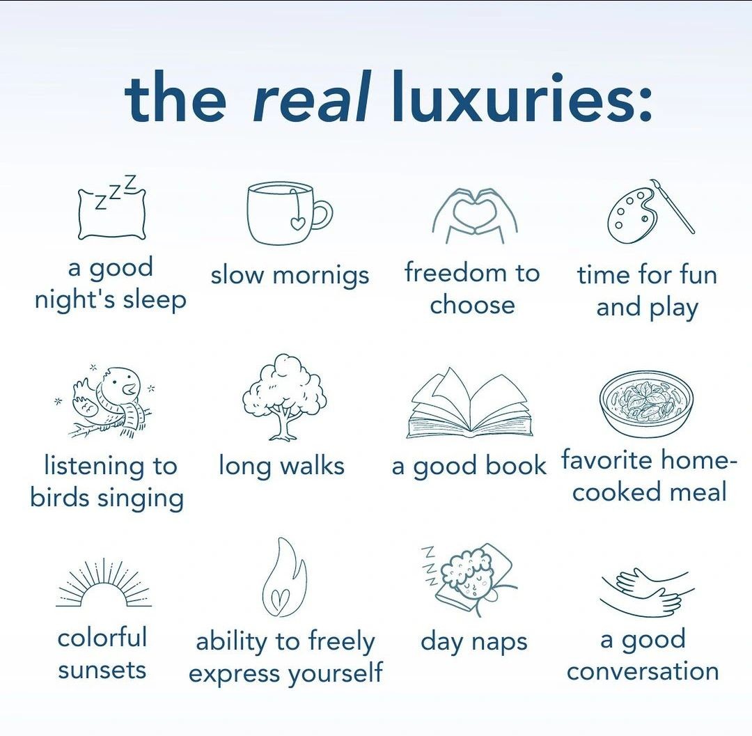 Life shouldn't be about accumulating more money and objects it should be about enjoying *real* luxury when you can.