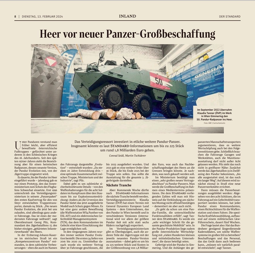 Bundesheerbauer's tweet photo. "Das #Bundesheer investiert in weitere Pandur. Insgesamt könnte es um bis zu 225 Stück gehen." @derStandardat https://t.co/GWXMwuPv6p