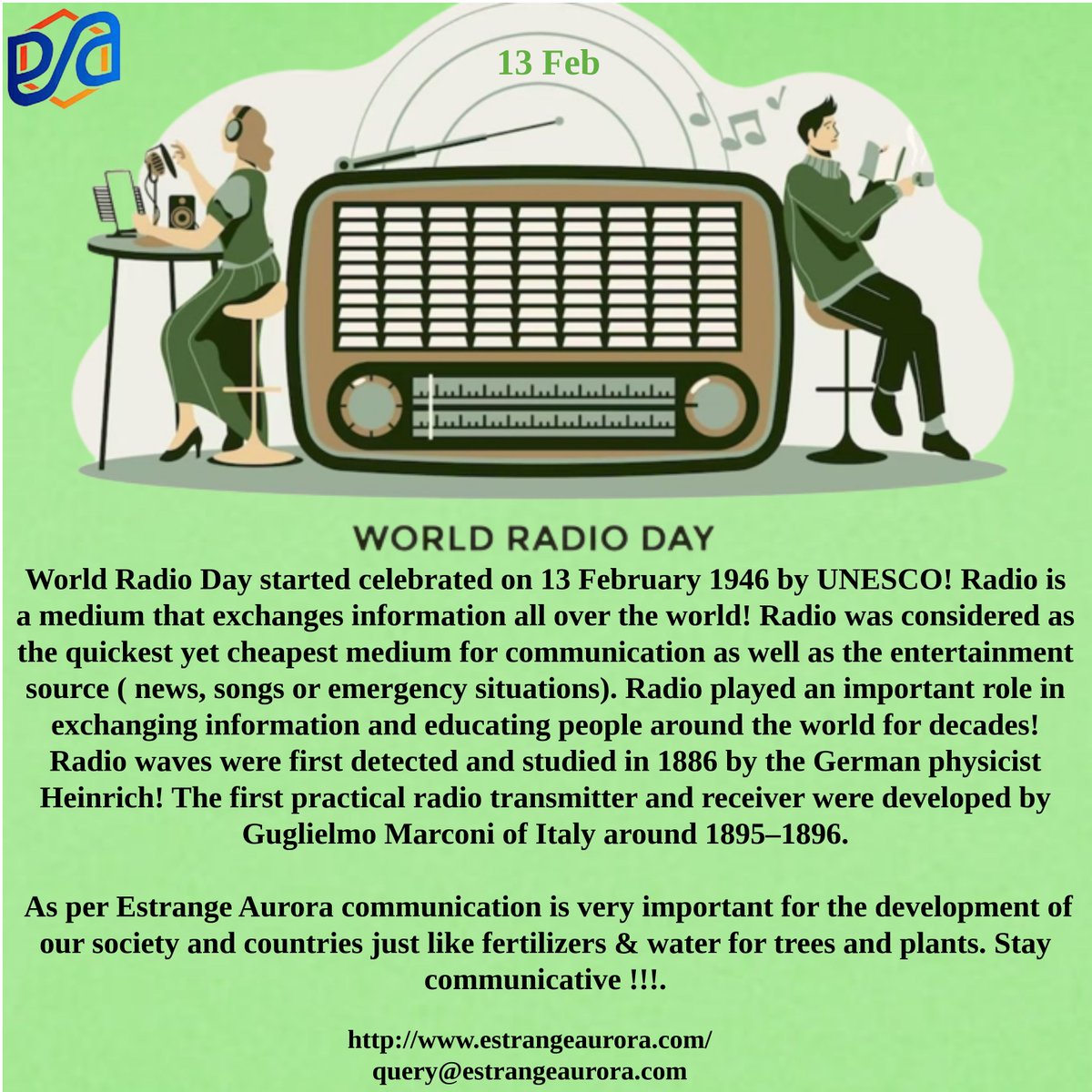 Happy World Radio Day from Estrange Aurora.
#radioday #radio #fm #serieb #daifrosinone #radioufficiale #passione #ciociaria #passionefrosinone #frosinonecalcio #gialloazzurri #leoni #noisiamoilfrosinone #frosinone #forzafrosinone #daybyday #ciociari #worldradioday #EstrangeAurora