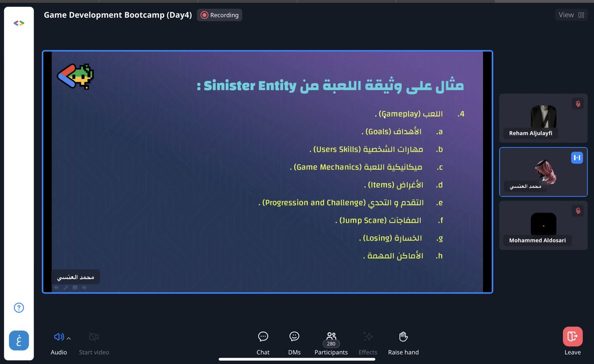 ghadi018's tweet photo. اليوم الرابع ✅
بمحتوى " اساسيات وركائز وانتاج الالعاب " 
كان الشرح يتضمن لعبه المطور محمد العنسي( Sinister Entity)
اللي تضمنت فعلا مجهود دقيق وجبار لحين انتاجها 🦾
وسبب تحفيزي لنا لانتاج العاب بمستواها او اعلى 🔥

#GDSC_GDB https://t.co/eXEKejKNwo