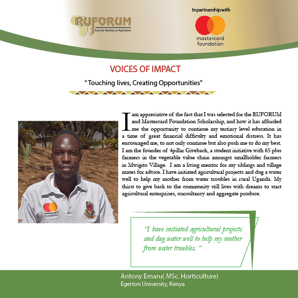 Continue with us on this journey #VoicesOfImpact, where students, farmers, and educators share how the TAGDev program is transforming their lives and shaping a brighter future for African agriculture. @MastercardFdn @RUFORUM @egertonunikenya