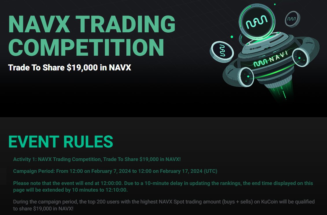 Let's take part in the @navi_protocol trading competition on #KuCoin and elevate your trading game. With $19,000 in $NAVX up for grabs, every trade counts! Let's do this!💪
👉kucoin.com/land/activity/…

#Liquidity #DeFi #LendAndBorrow #SUIEcosystem #Crypto $BTC $SUI $CETUS $KCS