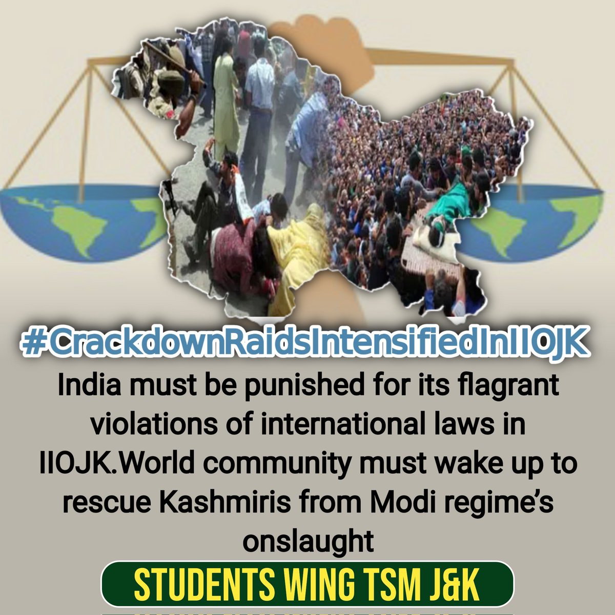 arshidawan101's tweet photo. #CrackdownRaidsIntensifiedInIIOJK

    •Indian troops/agencies are conducting widespread crackdown operations, raids to intimidate Kashmiris
    •Kashmiri are being brutalized day in and day out during stepped up crackdown ops, raids across IIOJK https://t.co/bKHeyvMl8T