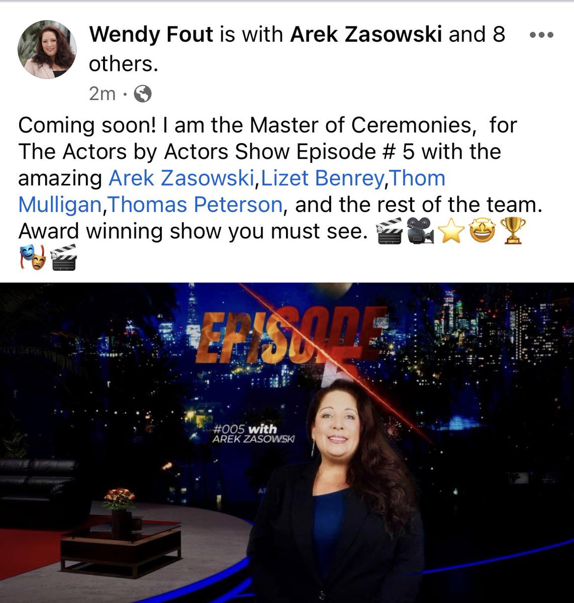 WendyFout4's tweet photo. Coming soon!  The Actors by Actors Show Episode # 5, @ArekZasowski , https://t.co/9ciJMF8Kyd