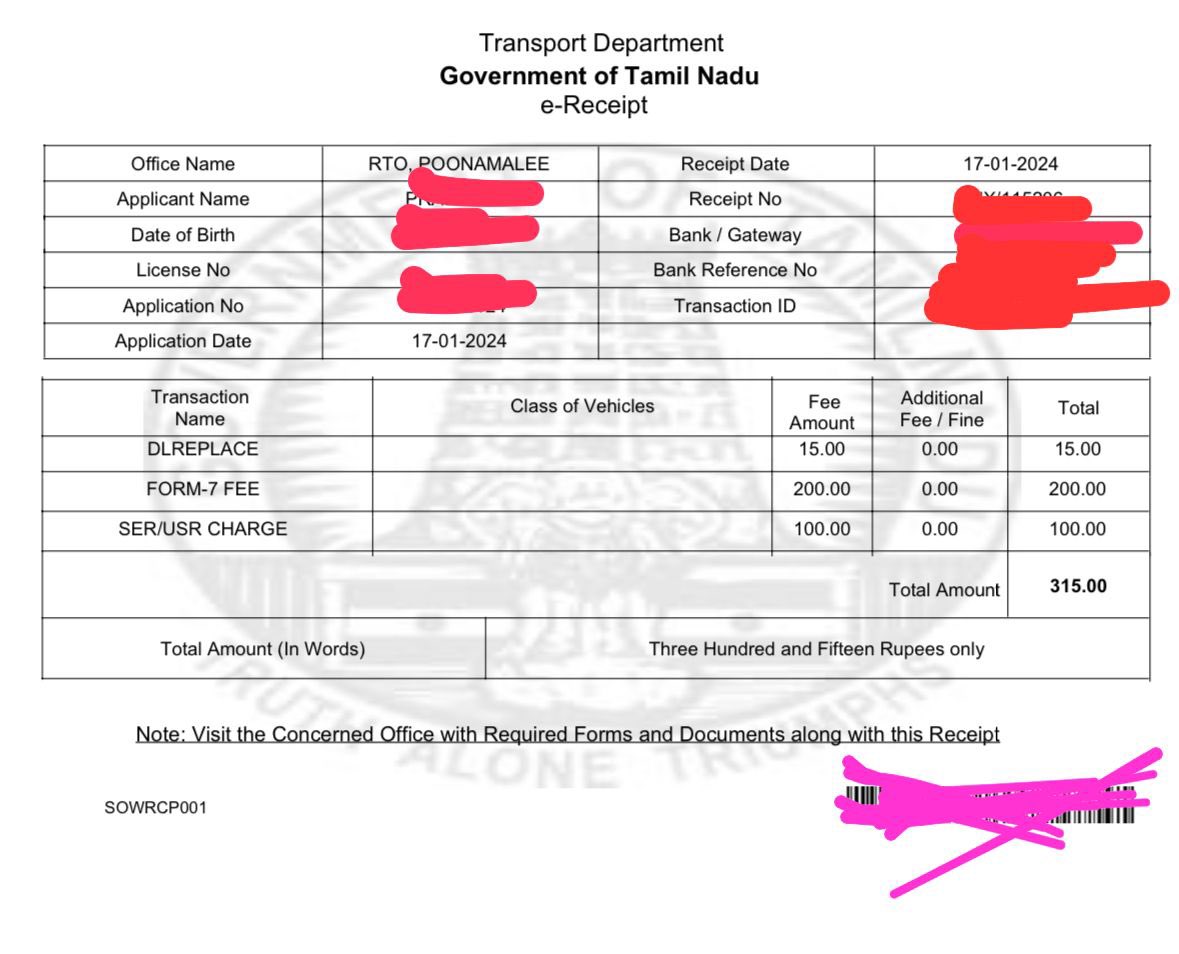 PradeepS1996's tweet photo. @mParivahanteam I have raised an application for replacement of DL (Rs.315) on 17-01-2024.Almost a month,Till today there is no update on application. When I approached RTO,They say my online application is invalid &amp; ask me to apply offline again in RTO(Rs.600). #rto #fraud https://t.co/zROgJFz6pz