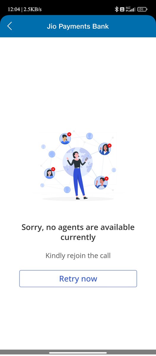 ckdash045's tweet photo. @jpbcare 
 From the last two days I am trying to open an account in Jio Payment Bank but can't complete KYC. Everytime the response is NO AGENT AVAILABLE. https://t.co/Ouidjvd87M