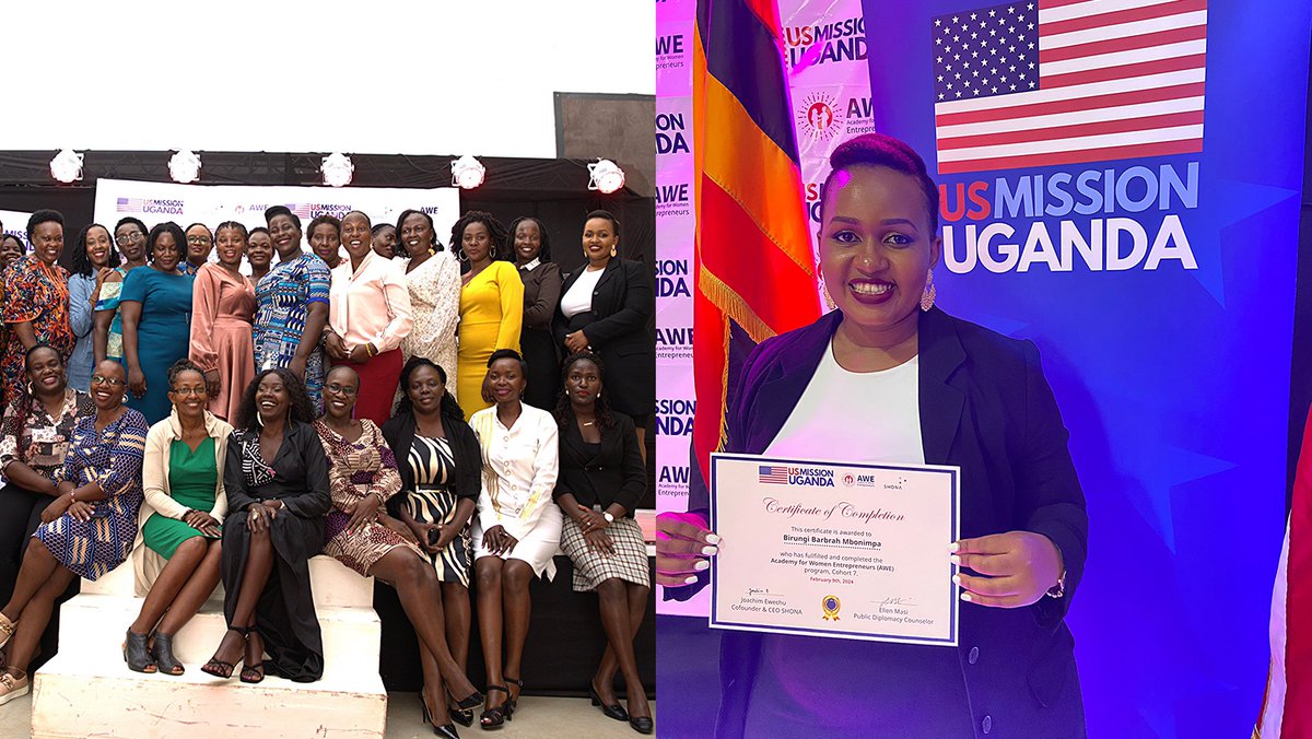 I graduated ! AWE Cohort 7 by @usmissionuganda @AWEinUganda @SHONAGroup 

This was a life transforming program for me and my business @bubbles_glam 🙏

Watch full Vlog on my Youtube Channel  👇

youtu.be/UFhOJKBCcSs?si…

😊💜