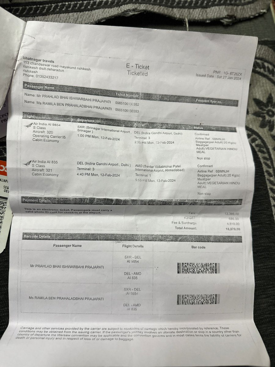 NoraOzza's tweet photo. @airindia @AirIndiaX  We suffered from 3:18pm to till 10pm because of their mistake. they told our baggage was in AI 835 (DEL to AMD). When no one took the responsibility we had to book instant another indigo flight by ourselves and took it from terminal 2 https://t.co/7pN1rrEnhg