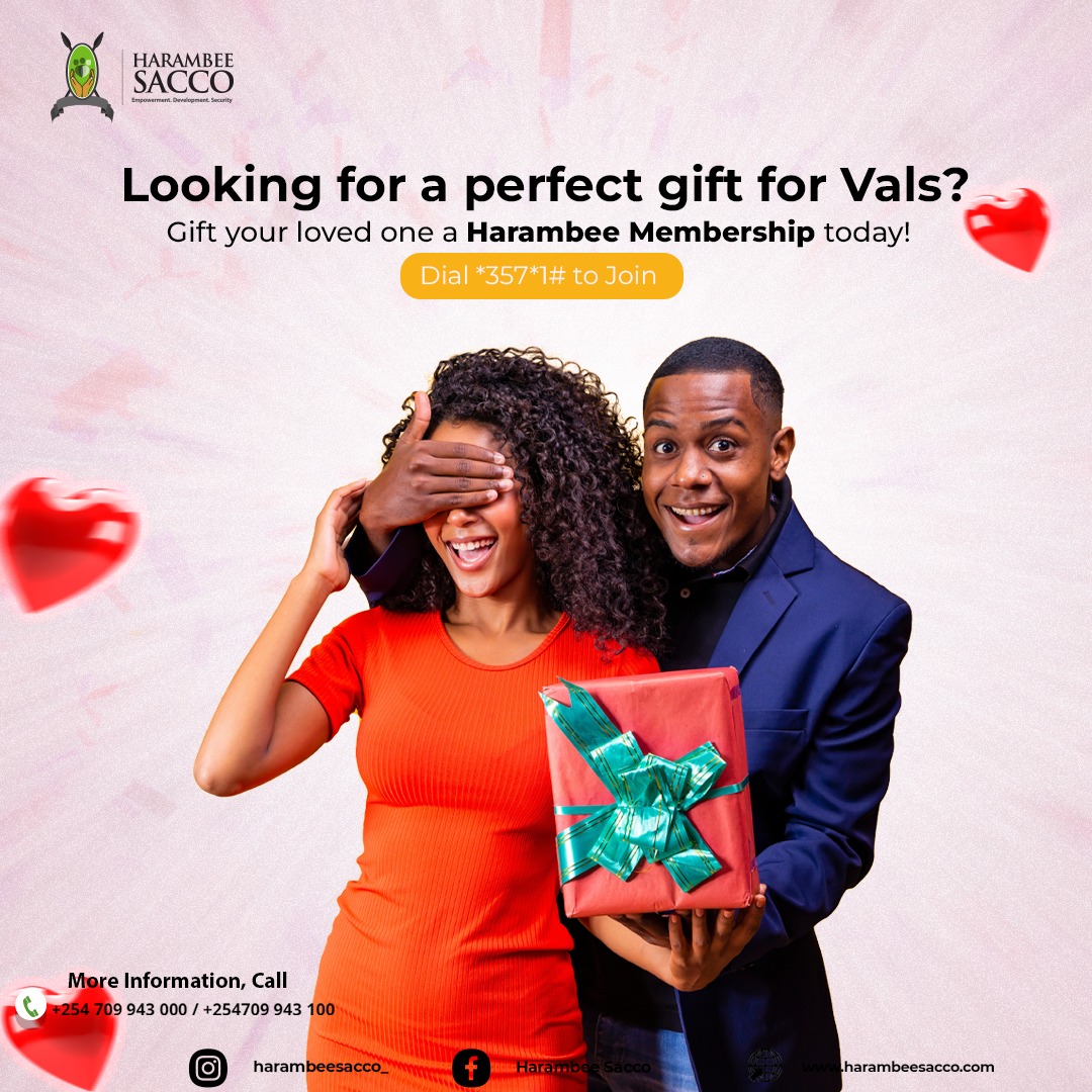 What is more perfect than a savings account as a gift? 
Gift your loved one an account by letting them dial *357*1#  

#ThisIsTheTurningPoint #LetsPivot #HarambeeSACCO #Growth #JoinUs #Valentines2024 #Gifts #ValentineGifts