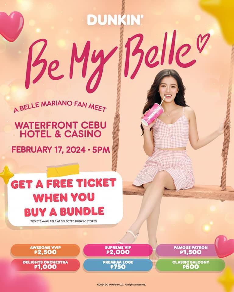 dunkinph's tweet photo. Secure your tickets and don’t miss Dunkin’ Be My Belle Fan Meet on Saturday! ✨💗 #DunkinPHBeMyBelle https://t.co/vJQjiuRpcI