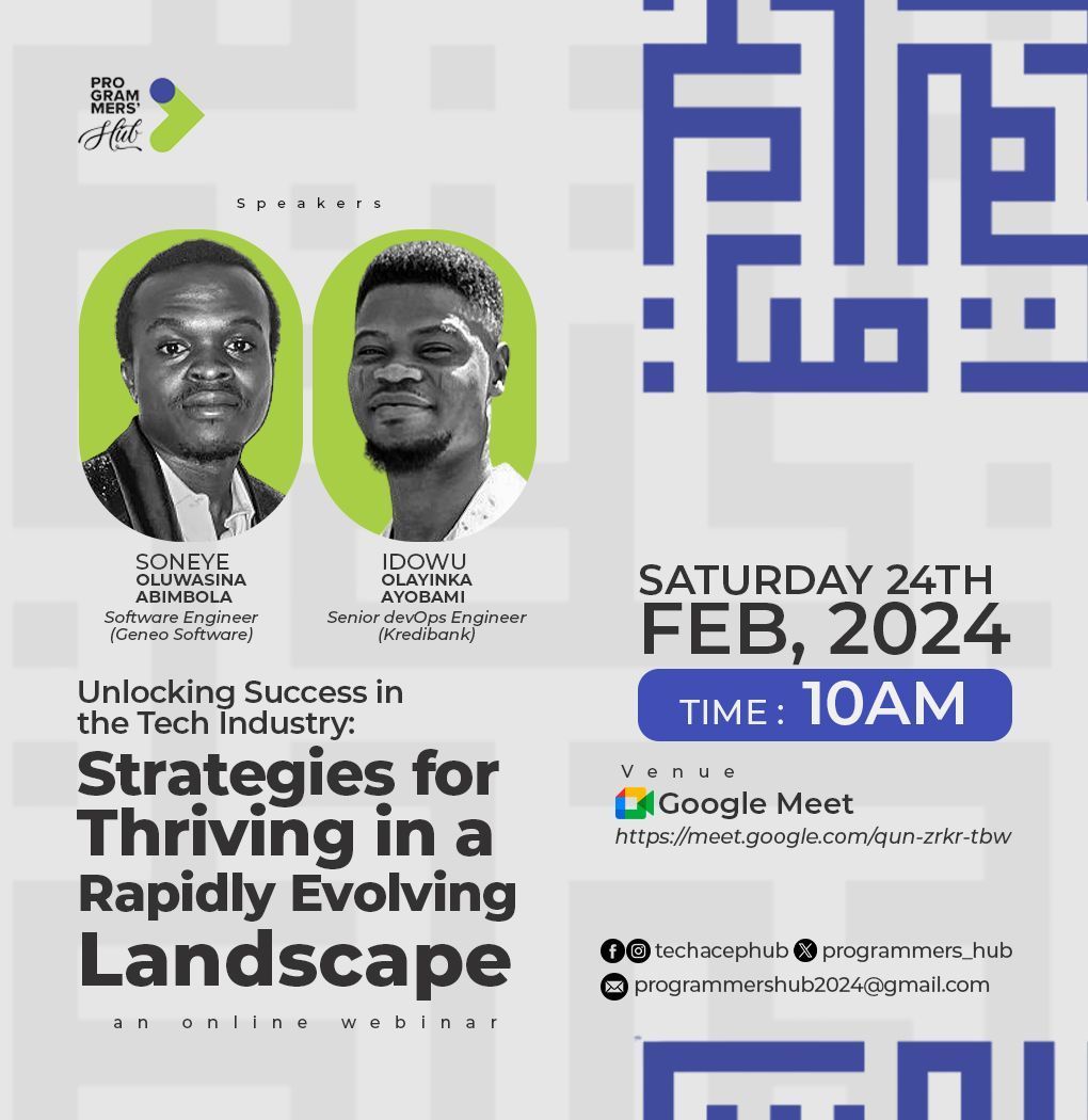programmers_hub's tweet image. Join our exciting webinar on February 24th, 2024! It&apos;s an amazing chance to get motivated and jumpstart your career in the technology field. Don&apos;t miss this opportunity to learn and grow! Register buff.ly/3OIfc3V 
#techAceProgrammersHub #teachTalks #careerInTech