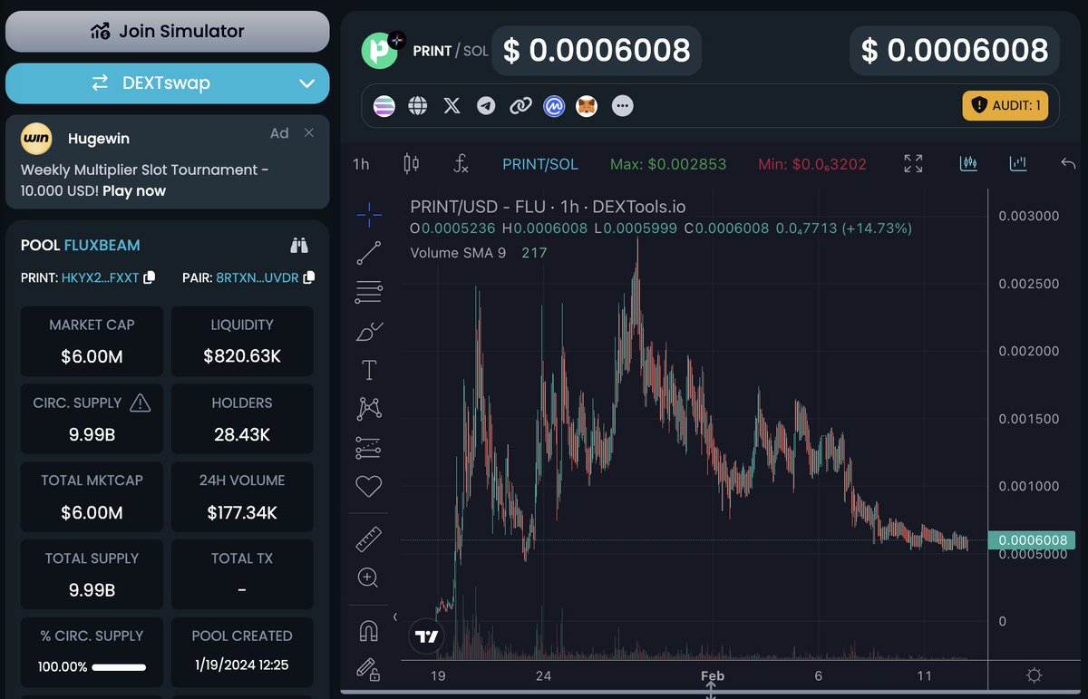 $PRINT Protocol - a Solana play with a team that's continuing to build. The launched the Token-2022 standard which allow for tax on $SOL. 

New launchpad called <a href="/printpadSol/">printpad</a>. 

Allows for projects to collect taxes automatically straight to your marketing/operations wallet for