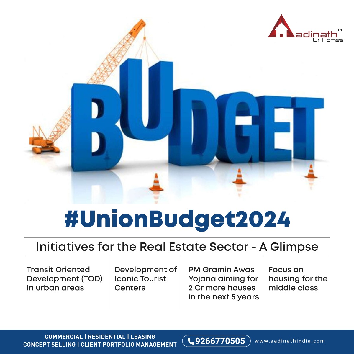 Though the real estate sector did not get much out of the Union Budget 2024, here are a few key takeaways for the industry. #Budget2024RealEstate #RealEstateOutlook #PropertyInvestment #ConstructionIndustry #PolicyChanges  #AadinathIndia #RetailSpaces #AadinathUrHomes