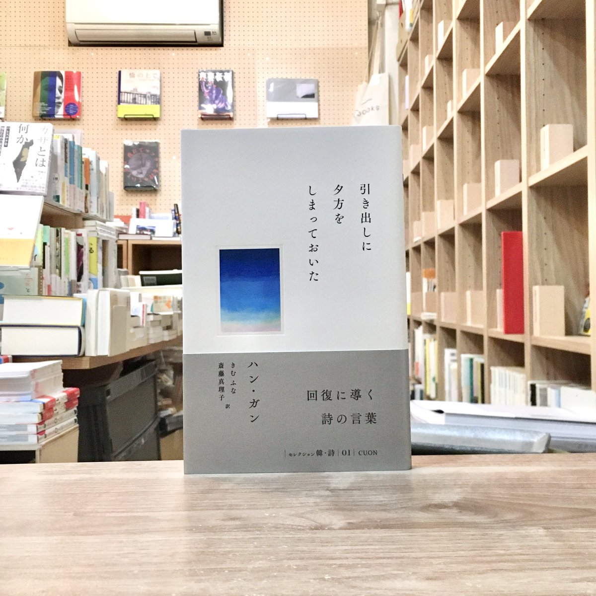 【好評販売中】

回復に導く詩の言葉

ハン・ガンによる詩60篇を、著者の小説を手掛けてきた翻訳家きむふなと斎藤真理子の共訳で。翻訳家対談も収録。

『引き出しに夕方をしまっておいた』(クオン)
ハン・ガン 著 / きむふな、斎藤真理子 訳
※数量限定斎藤真理子サイン入
toibooks.thebase.in/items/63721755