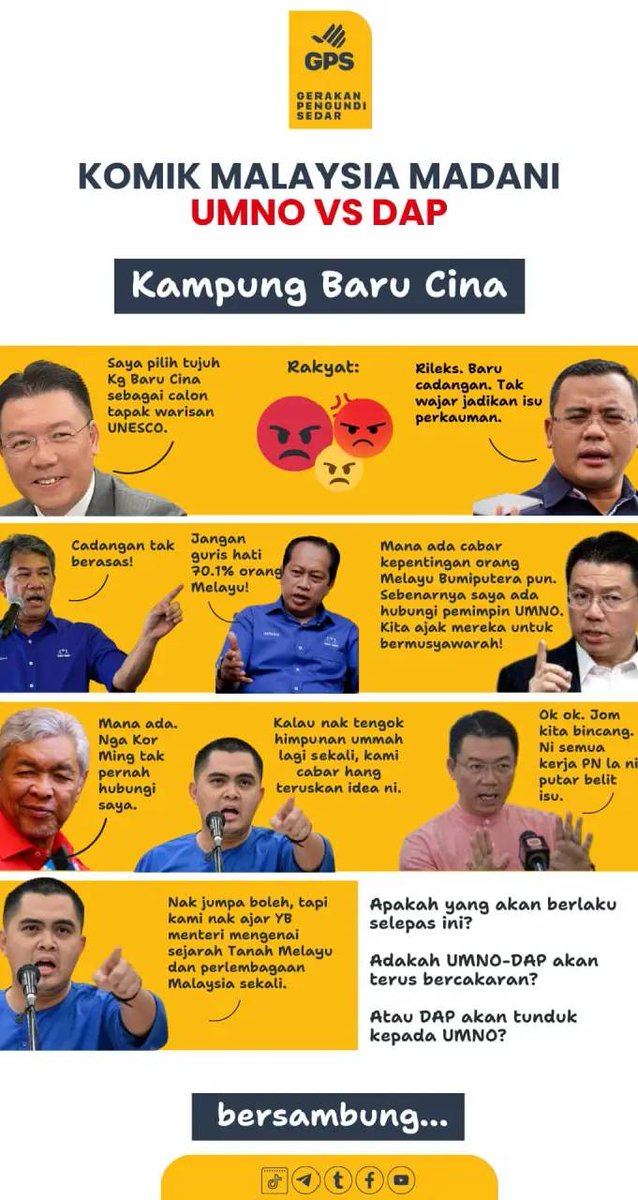 DAP vs UMNO
Dalam episod kali ini, Nga Kor Ming mengaku sudah bermusyawarah berkenaan cadangan mencalonkan Kampung Cin4 sebagai Tapak Warisan UNESCO.

Sekali Zahid nafikan. 🫣

Akhir sekali paling senang, Nga Kor Ming salahkan pembangkang yang kononnya pesongkan fakta.